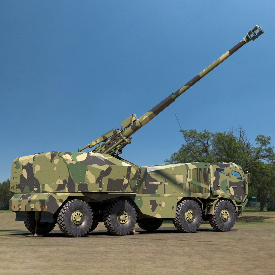 Artillery Self Propelled Howitzer in Full Readiness 3D model preview