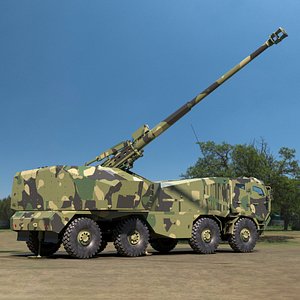 3D Artillery Self Propelled Howitzer in Full Readiness model