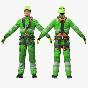 3D High Altitude Alpinist Worker Rigged for Maya