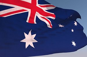 australian waving flag animation 3D model