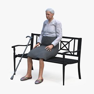 Elderly Woman Sitting on a Bench
