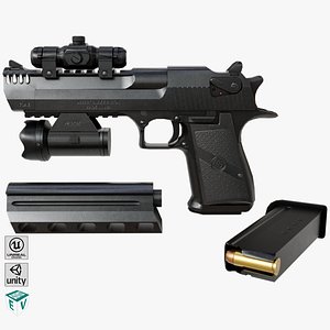 Pistol 10 Black Generic All PBR UE Textures model