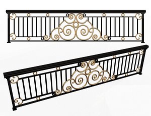 3D Forging Iron Forged Balcony Railing 06 model