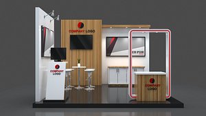 3D booth 4m x 4m white model