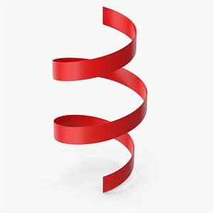 3D Red Curly Ribbon