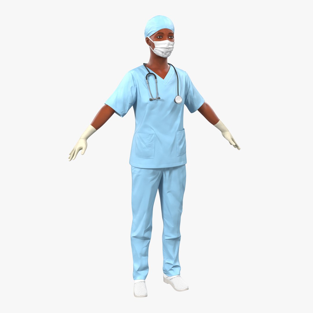Female Surgeon African American 3D Model 3D model preview