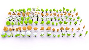 Cartoon low poly trees pack