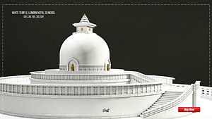 3D white temple lumbini model
