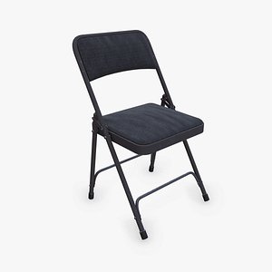 Old Metal Folding Chair With Cushion Low-poly PBR 3D