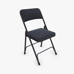 Old Metal Folding Chair With Cushion Low-poly PBR