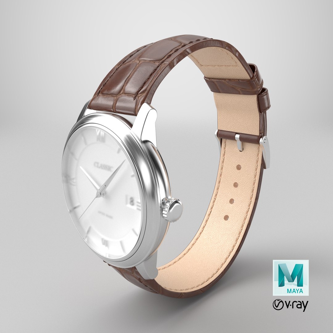 Classic Watch Brown Leather Bracelet White Dial 3D model https://p.turbosquid.com/ts-thumb/af/jwNd0P/0L/stemcell_maya_vray_render/png/1724793949/1920x1080/fit_q87/6b365dc9b6ef49c65f01c12f226d5af95b9b2ff6/stemcell_maya_vray_render.jpg