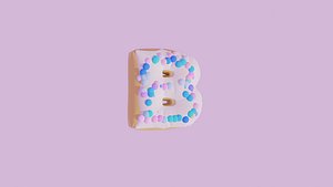 3D Donuts Alphabet B 3D