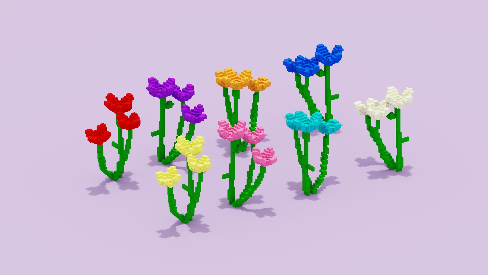 3D Voxel Flowers Pack TurboSquid 1957175