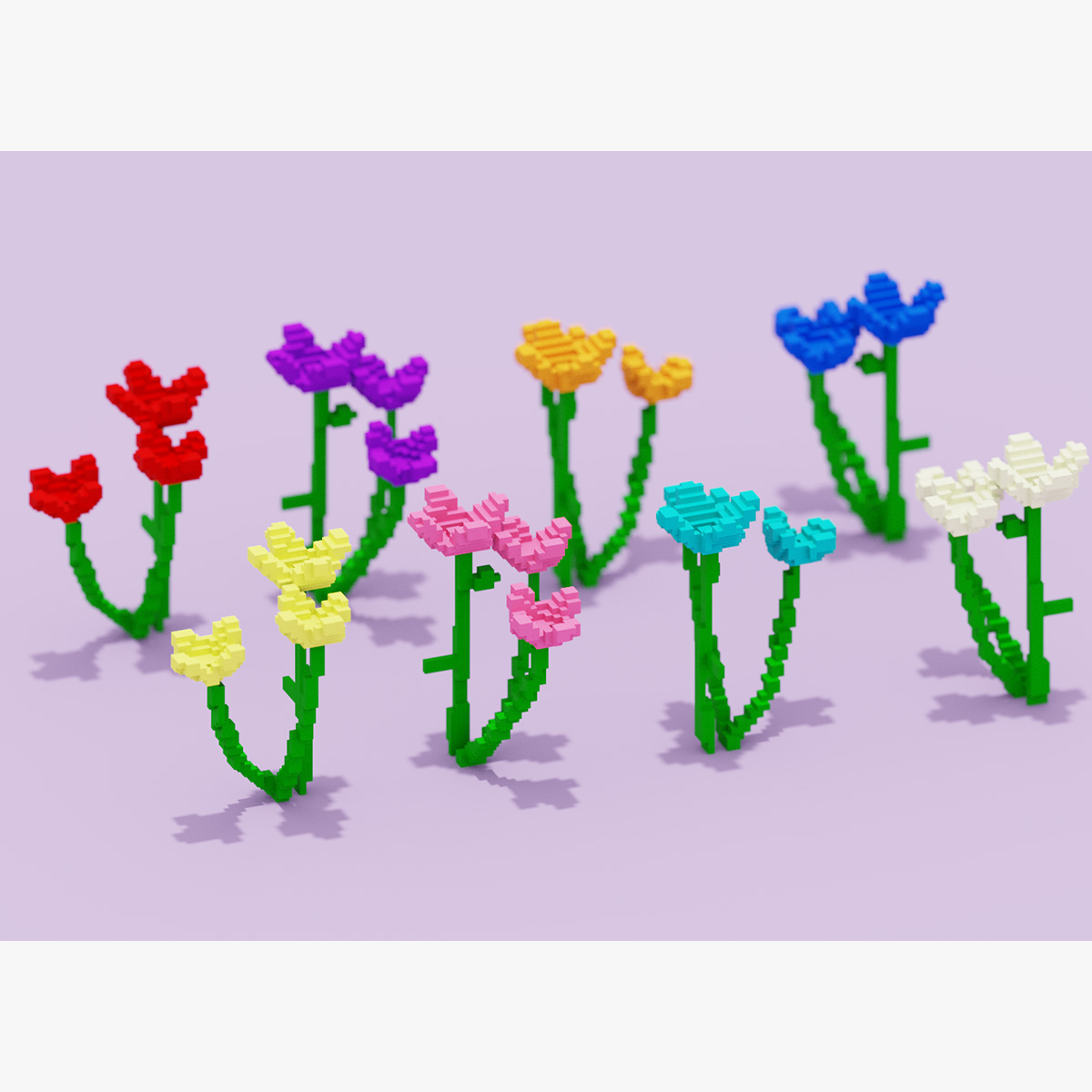 3D Voxel Flowers Pack TurboSquid 1957175