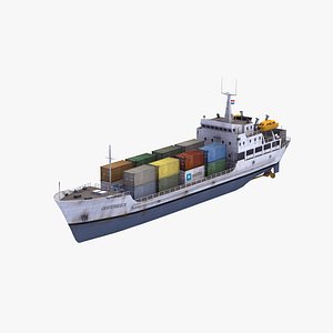 light cargo container ship 3d model