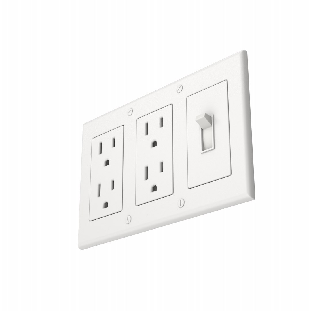 3D Double Socket Outlet And Light Switch model - TurboSquid 2164413