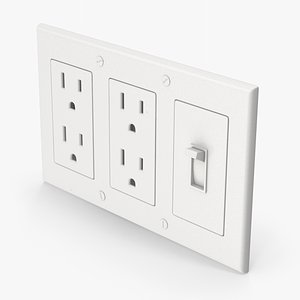 3D Double Socket Outlet And Light Switch model