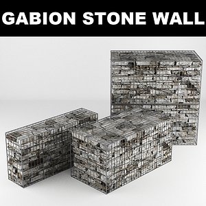 gabion stone wall 3d max