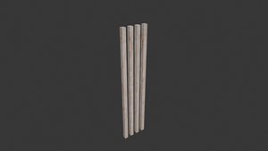 3D Modern Wooden Vertical Wall Stripes Decor model