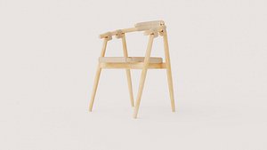 Modern Light Wood Armchair with Woven Seat and Rope Details 3D model