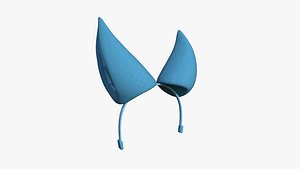 3D Furry Ears Tiara H03 Blue - Headband Character Design model