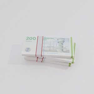 200 Denmark Danish Krone Currency 3D model