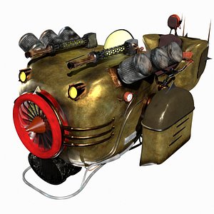 3D steampunk hover bike rigged model