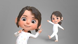 Cartoon Girl Character 3D