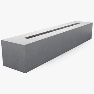 Gas Fire Pit Rectangular Marble White No Fire 3D model