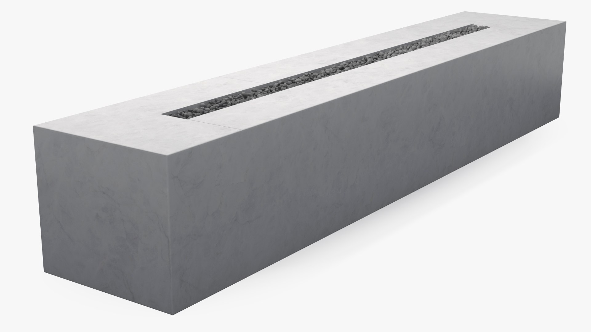 Gas Fire Pit Rectangular Marble White No Fire 3D model preview