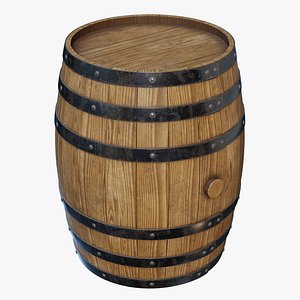3D Wooden Barrel  01 model