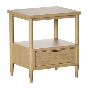 3D model Bodie Natural Oak Wood Kids Nightstand with Drawer