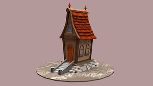 wooden house stylized 3D