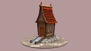 Low poly stylized wooden house