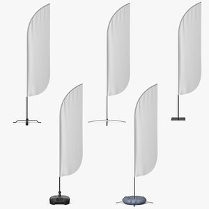 Collection Banners with Stands 5 in 1 PBR model