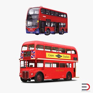 london buses rigged bus 3d model