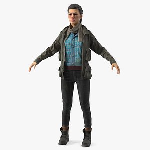 Homeless Woman A-Pose 3D