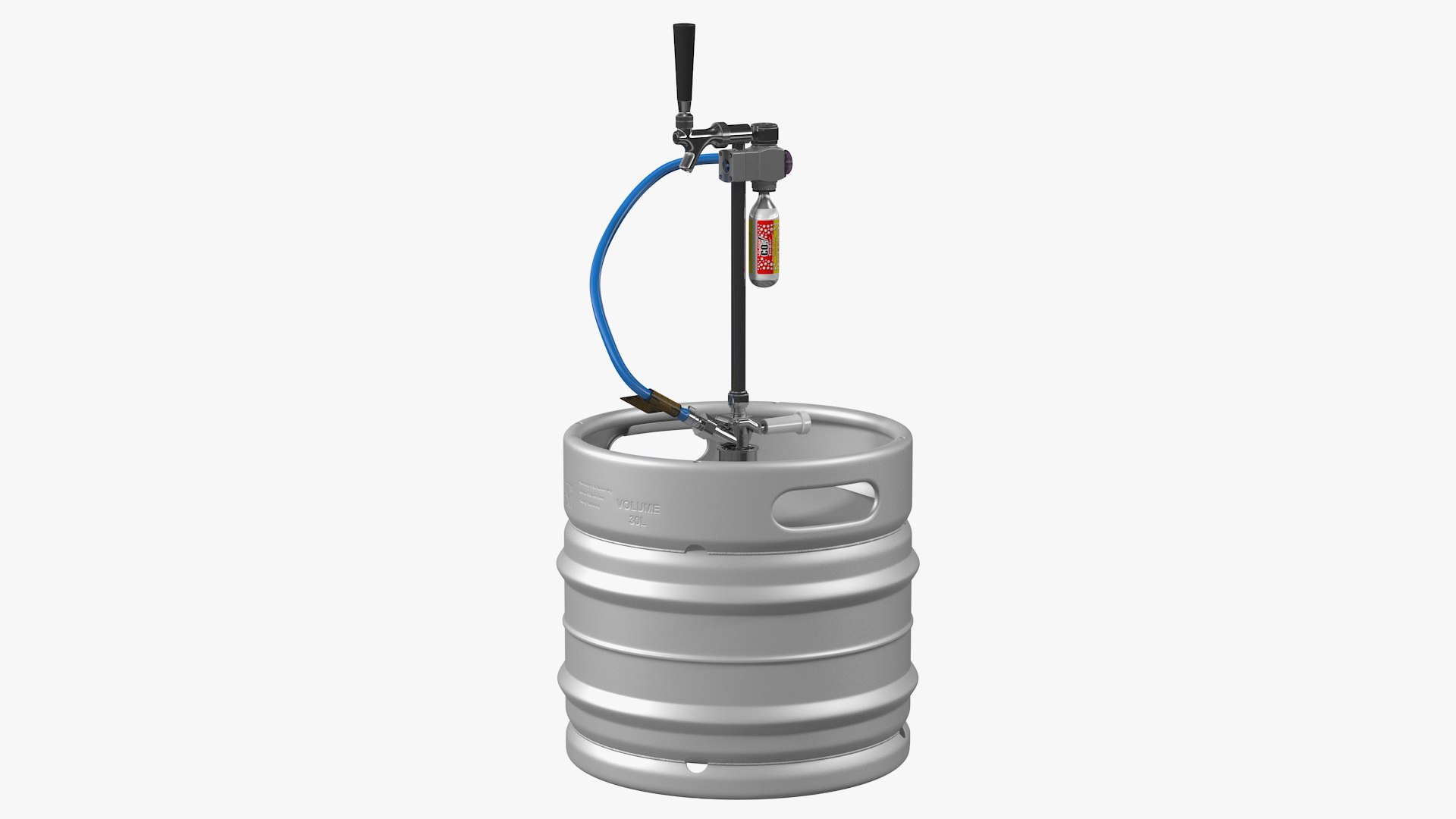 Steel Beer Keg 30L with Leland CO2 Picnic Tap 3D model preview