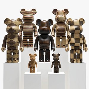 3D Bearbrick - Karimoku- Wood set model