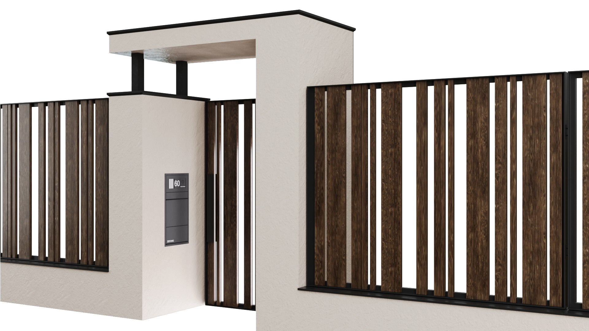 3D Model Fence With A Canopy Over The Entrance And Mailbox - TurboSquid ...