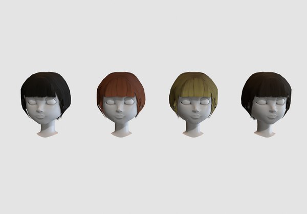 hairstyle in 4 colors 3D