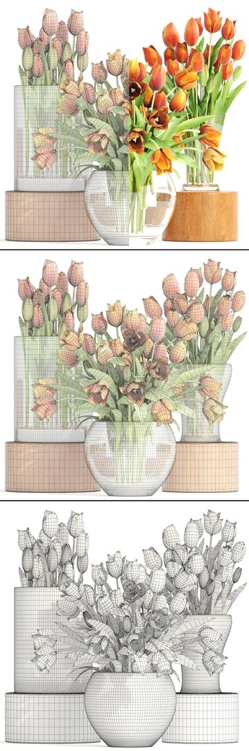 3D Bouquet Tulips Set Model - TurboSquid 1264502
