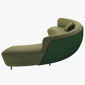 Curved Half Moon Sectional Chaise Lounge Fabric Sofa