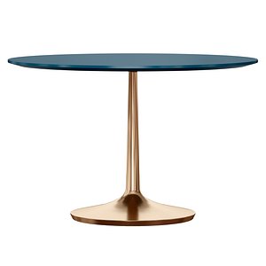 3D Nero 48 Blue Lacquer Dining Table with Brass Base