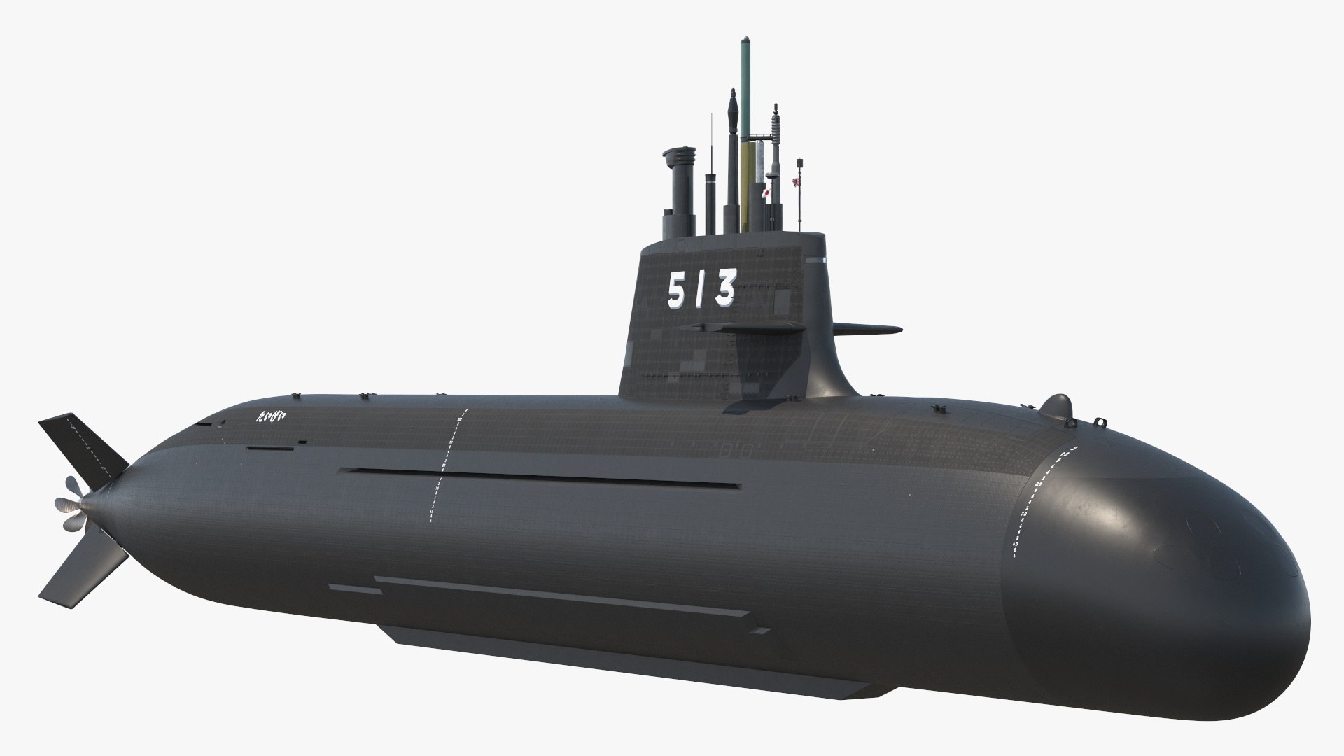 Japan Non-Nuclear Taigei-Class Attack Submarine 3D model for naval visualization