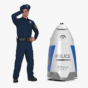 K5 Security Robot and Policeman