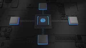 3D model C4D Octane CPU chip core capacitance Scifi Circuit board 9
