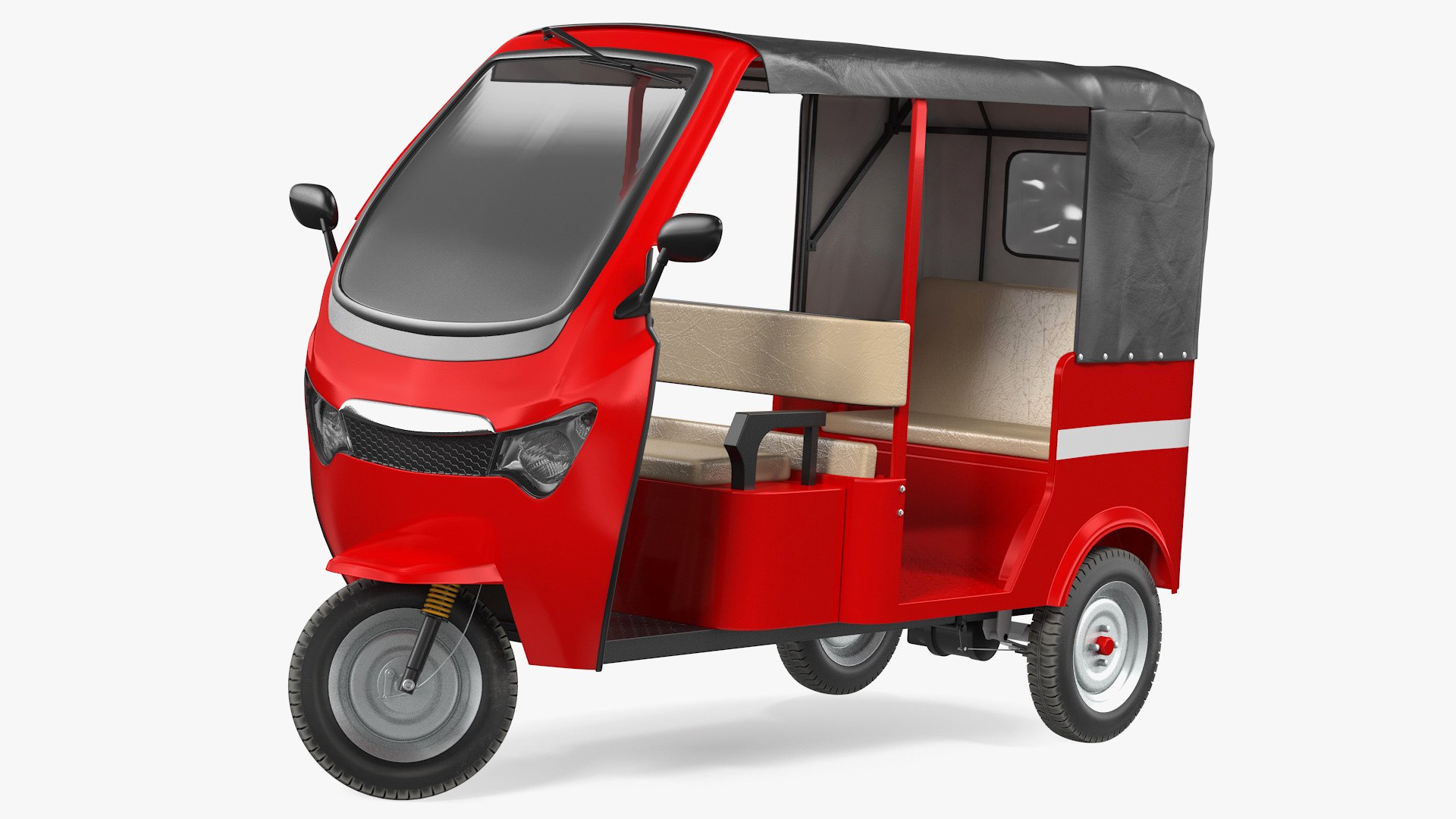 Electric Passenger Tricycle Rickshaw Rigged 3D model preview