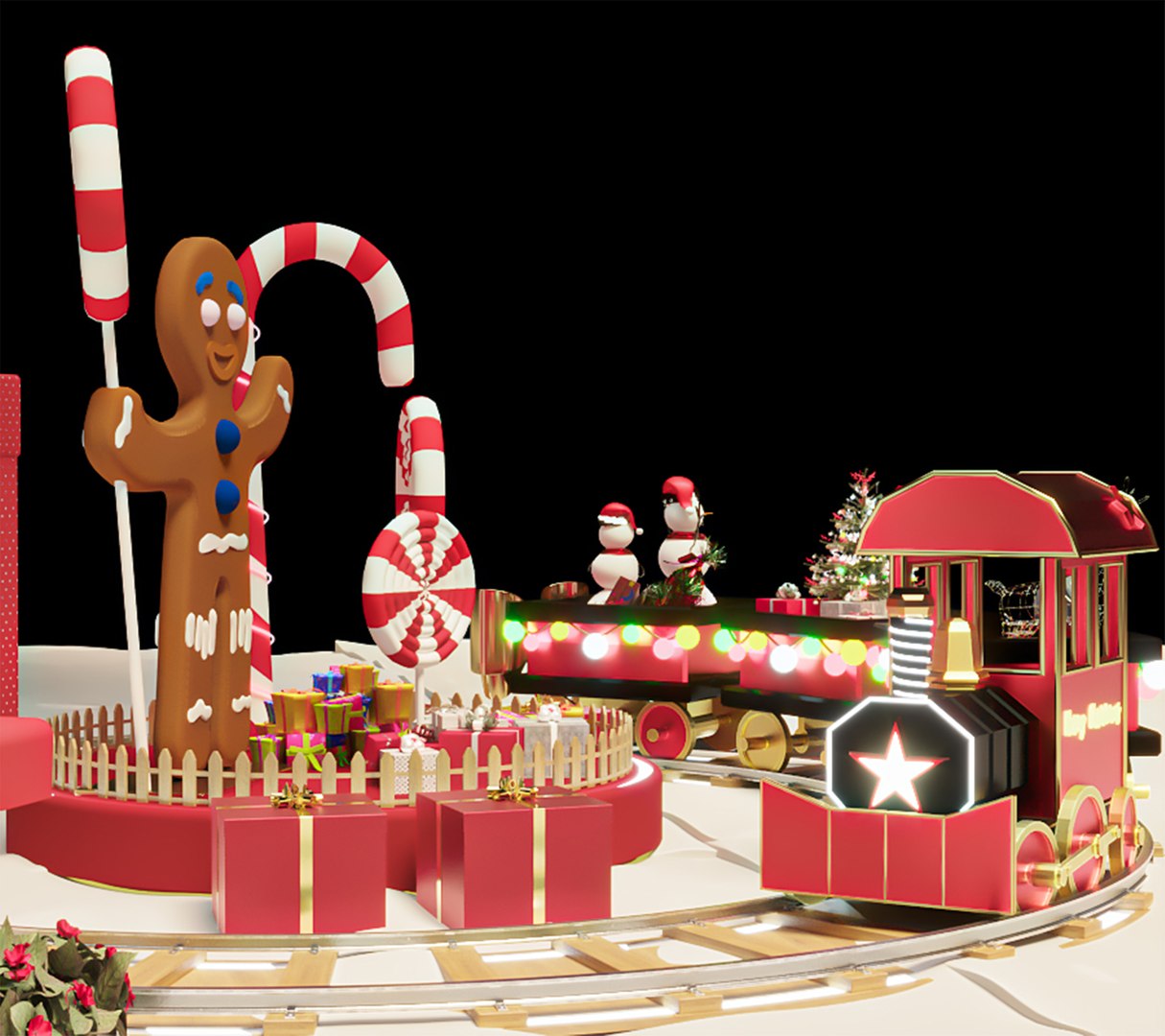 Christmas train model - TurboSquid 2135145