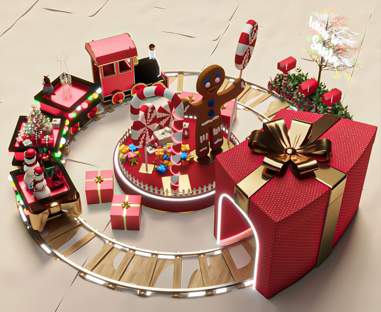 Christmas train model - TurboSquid 2135145
